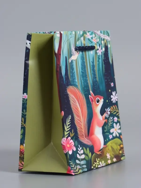 Пакет подарочный "Сказачный лес" ламинированый 11,5 х 14,5 х 6,5 см