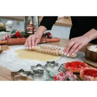 Скалка текстурная новогодняя Доляна, фигурная, 30&times;4 см, рабочая часть 11.5 см, вращающаяся