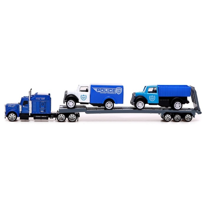 Грузовик металлический «Полиция», инерционный, с 2 машинками