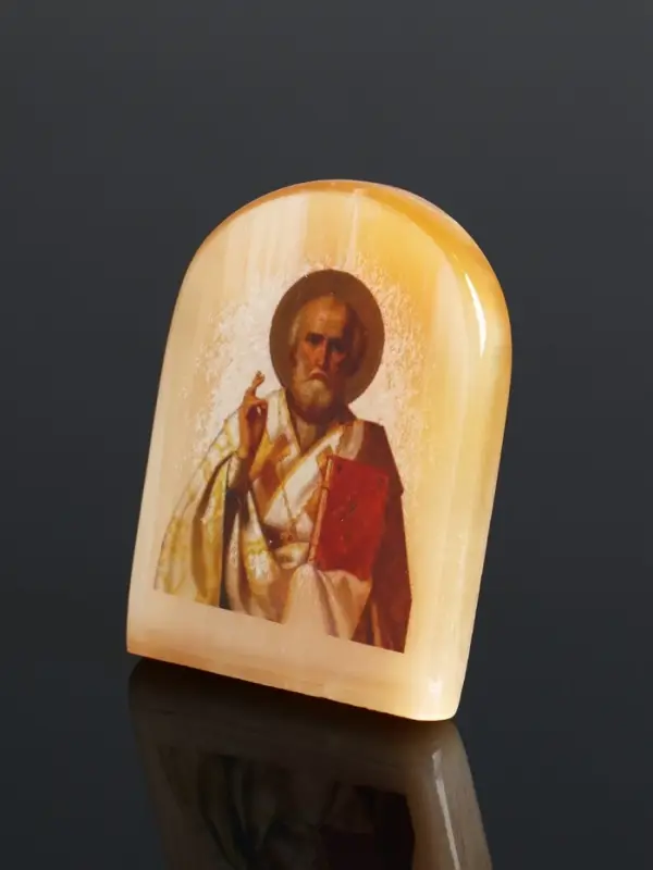 Икона Николай Угодник, 6х5 см, селенит Икона Николай Угодник, 6х5 см, селенит