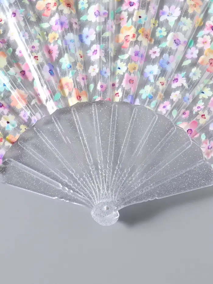Веер складной пластик &laquo;Цветочная россыпь&raquo;, блеск, 23 см