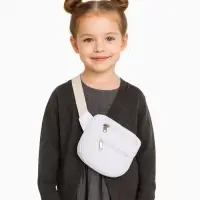Сумка детская поясная на молнии, наружный карман, белая