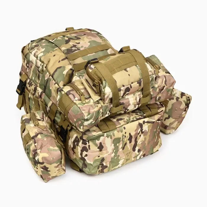 Рюкзак тактический туристический Storm tactic, 50 л, с карманами, расцветка мультикам, бежевый