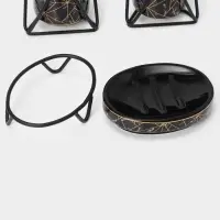 Аксессуары для ванной SAVANNA &laquo;Геометрика&raquo;, 3 предмета, мыльница, дозатор для мыла 290 мл, стакан, чёрные