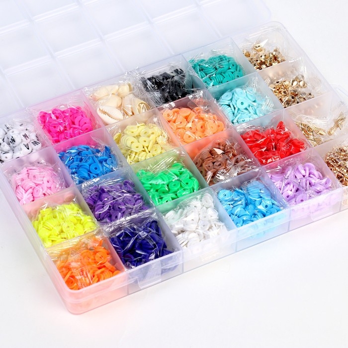 Набор для создания украшений «Яркие бусины», 21 цвет бусин, 4 вида фурнитуры + ножницы