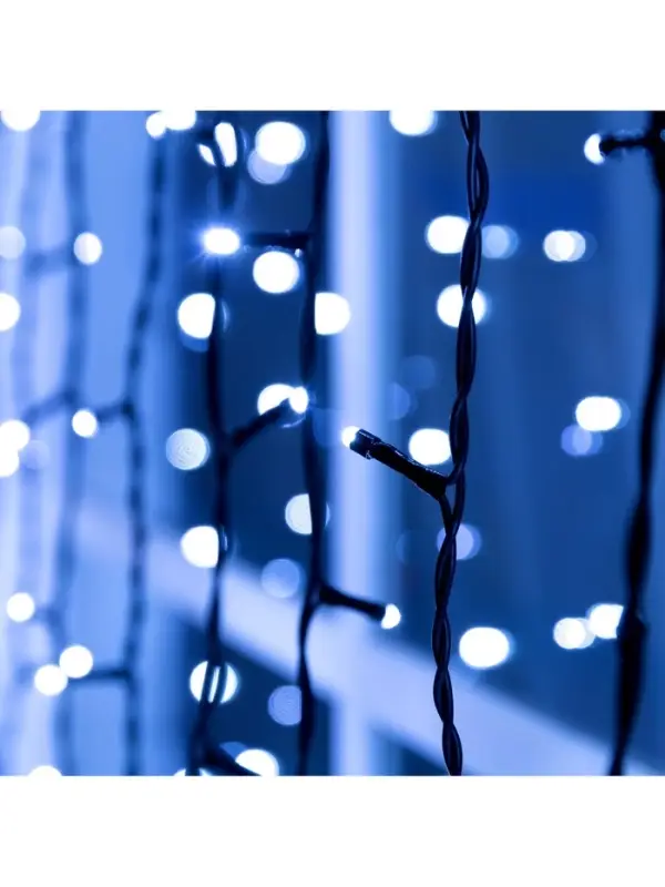 Гирлянда &laquo;Занавес&raquo; 2&times;9 м, IP44, УМС, тёмная нить, 1800 LED, свечение белое, 220 В