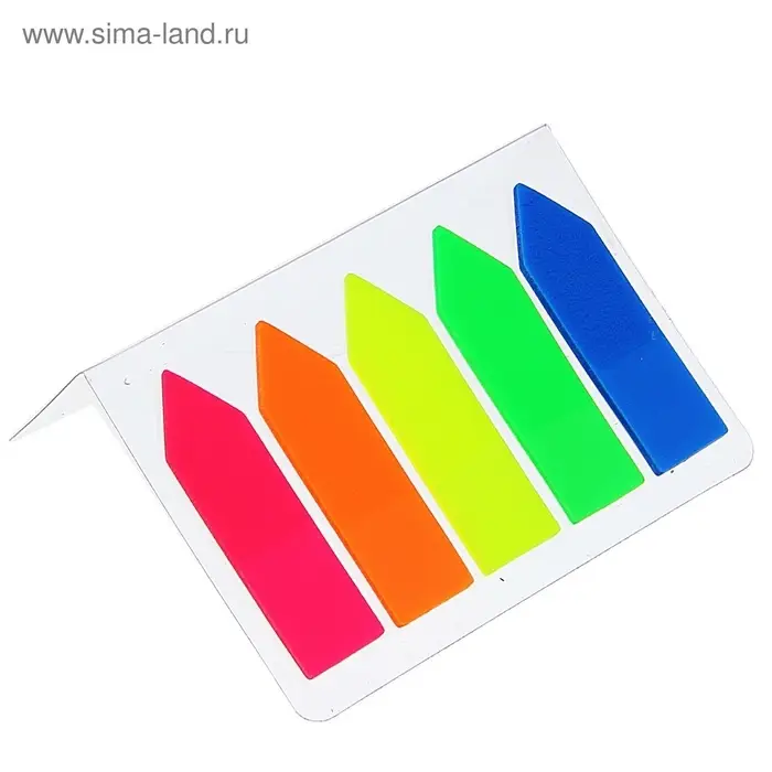Блок - закладка с липким краем, &laquo;Стрелки&raquo;, 12&times;43 мм, пластик, 5 цветов по 24 листа, флуоресцентный, в блистере