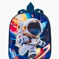 Рюкзак детский 27*10*30, отд на молнии, космос т-синий