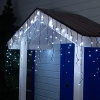 Гирлянда &laquo;Бахрома&raquo; 3&times;0.6 м, IP44, УМС, тёмная нить, 160 LED, свечение белое, мерцание белым, 220 В