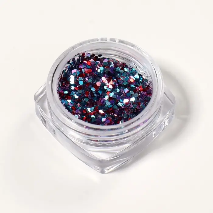 Блёстки для декора, средние/мелкие, голубые, красные