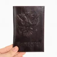 Обложка для паспорта, натуральная кожа пулл-ап, коричневая