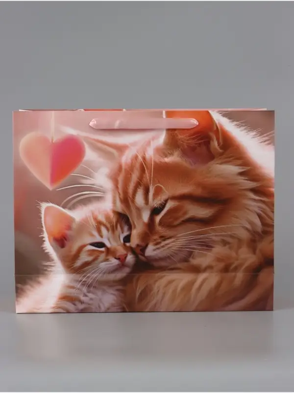 Пакет подарочный ламинированный горизонтальный &laquo;Котики&raquo;, 40&times;31&times;11.5 см
