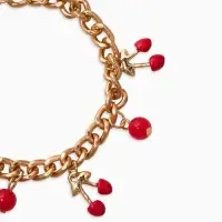 Браслет "Вишневый рай" на цепи, малые, цвет красный в золоте
