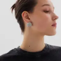 Серьги со стразами &laquo;Блеск&raquo; сфера, радужные в серебре d=2.5