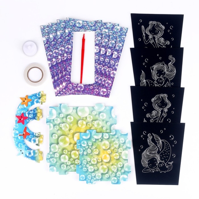 Набор для творчества &laquo;Создай ночник с гравюрой. Русалочка&raquo;, 3Д конструктор, голографическая гравюра, 3+