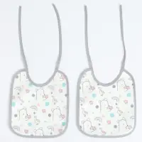 Набор детских слюнявчиков Крошка Я, 4 шт. + подарок, 20&times;17 см, цвет розовый, серый