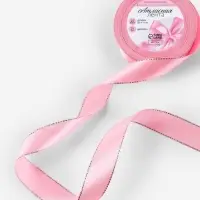 Лента атласная, с серебряным люрексом, 25 мм, 23&plusmn;1 м, розовая №004