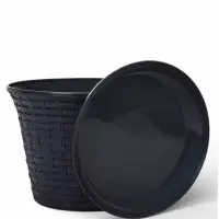 Кашпо для цветов &laquo;Ротанг&raquo;, 6.1 л, d=25.5 см, h=18.9 см, пластиковое, с поддоном, серое