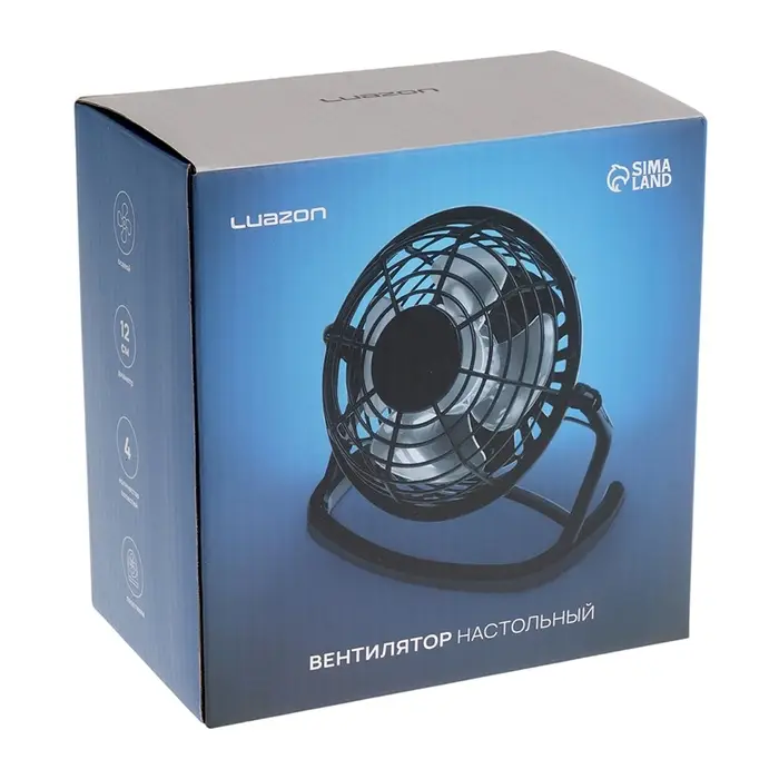Вентилятор настольный Luazon LOF-06, осевой, 2.5 Вт, 12 см, пластик, чёрный