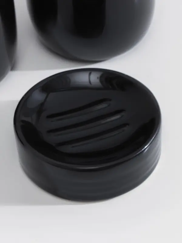 Набор аксессуаров для ванной комнаты SAVANNA Monro, 4 предмета, мыльница, дозатор для мыла 450 мл, стакан, баночка, чёрный