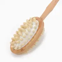 Щётка массажная для тела, из натуральной щетины, двусторонняя, с ручкой, гладкая