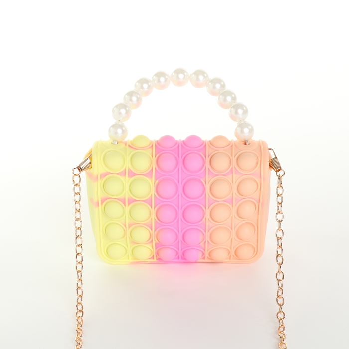 Сумка детская для девочки на замке «Выбражулька», pop it, цвет бежевый/розовый/жёлтый