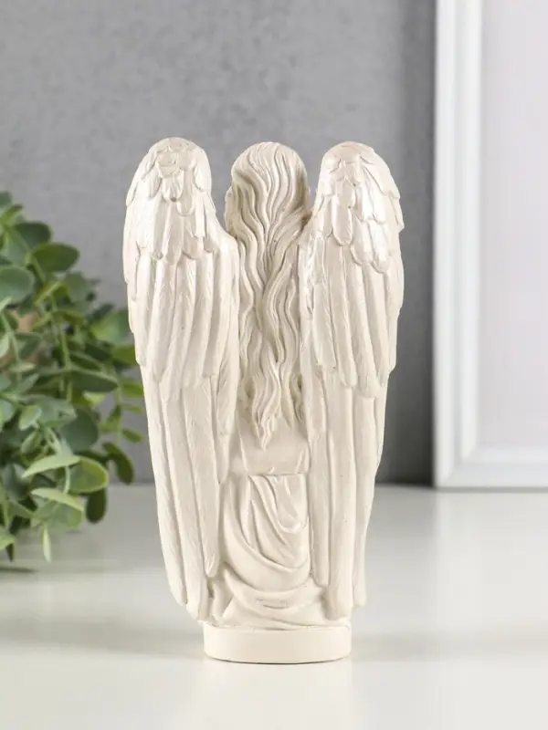 Фигура гипс Фигура гипс "Ангел Равена" 16х9 см, перламутр