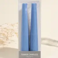 Набор свечей, 3.5х23 см, 2 шт "Башня" тёмно-синий 4х9,5х25 см