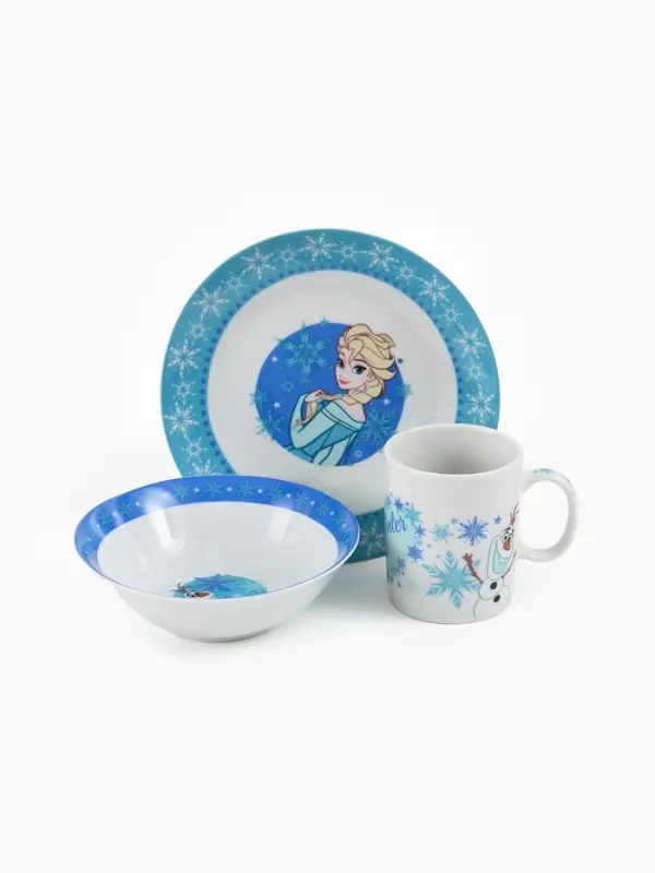 Набор посуды керамической детской, 3 предмета: кружка 200 мл, тарелка 19 см, салатник 250 мл, Холодное сердце