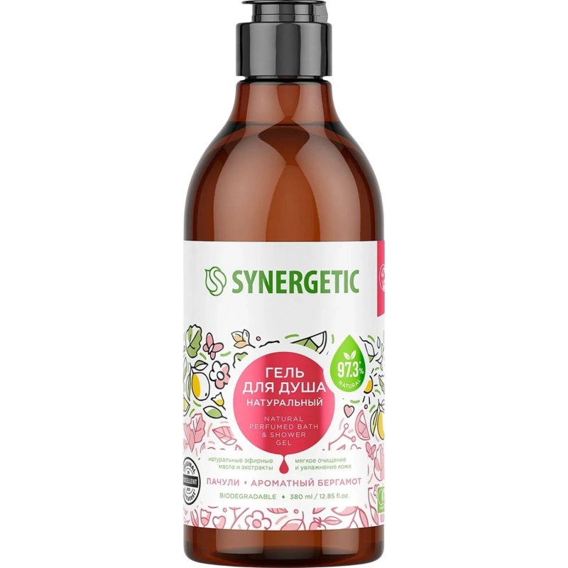Гель для душа Synergetic Пачули и ароматный бергамот, 380мл
