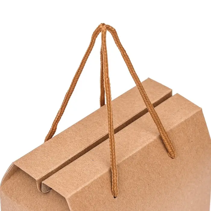Коробка - пакет, с ручками, крафт, 15×11×9 см