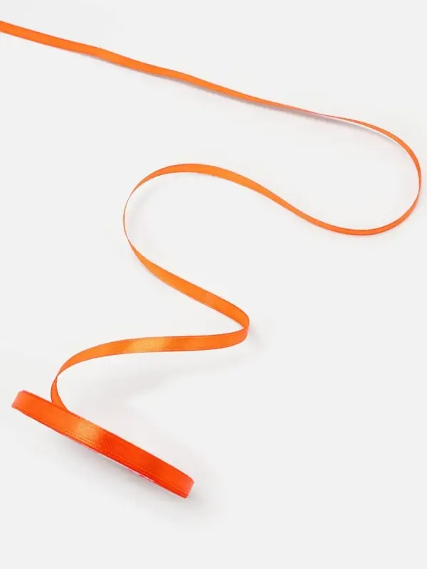 Лента атласная, 6 мм, 23±1 м, оранжевая Лента атласная, 6 мм, 23±1 м, оранжевая