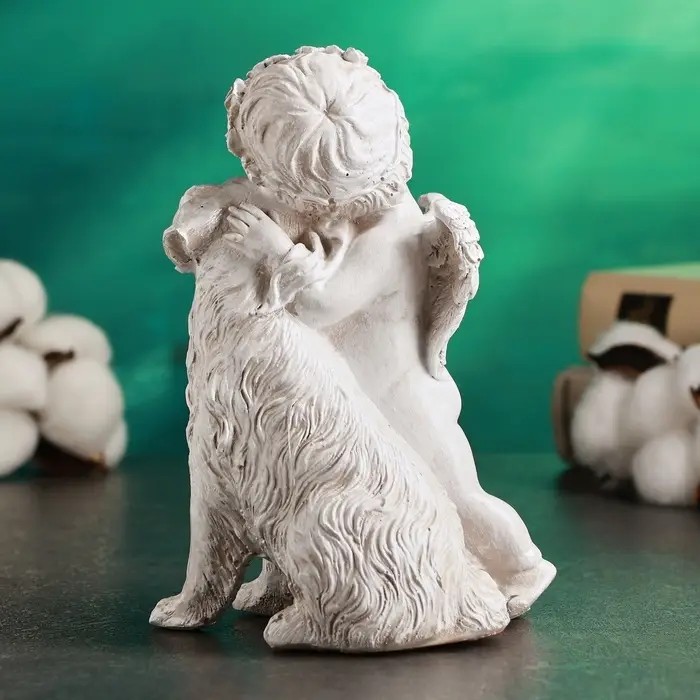 Фигурка полистоун &laquo;Ангелочек с собакой&raquo;, 17&times;12&times;10 см