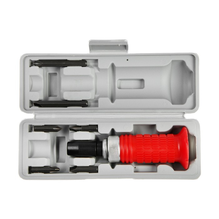 Отвертка ударно-поворотная ТУНДРА 1/2 Отвертка ударно-поворотная ТУНДРА 1/2", с битами 6 шт., обрезиненная рукоятка, кейс