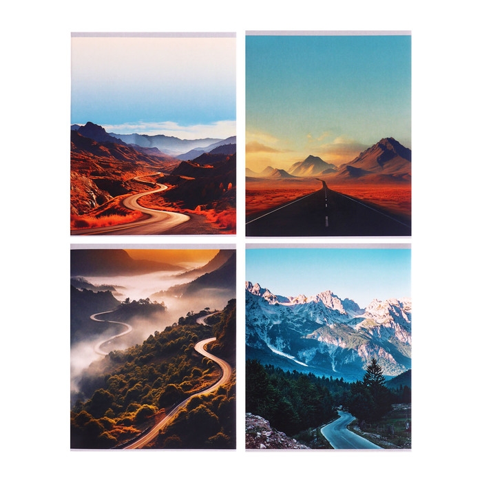 Тетрадь 96 листов в клетку Calligrata Тетрадь 96 листов в клетку Calligrata "Дорога в горах", обложка мелованный картон, матовая ламинация + выборочный УФ-лак, блок офсет МИКС