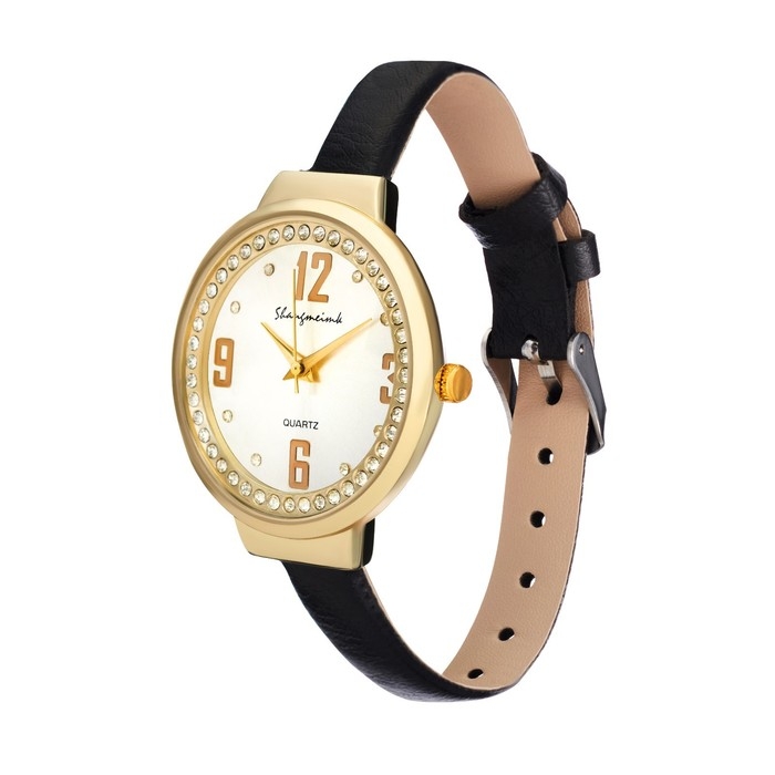 Часы наручные кварцевые женские Часы наручные кварцевые женские "Shengmeimk", ремешок из экокожи, черные