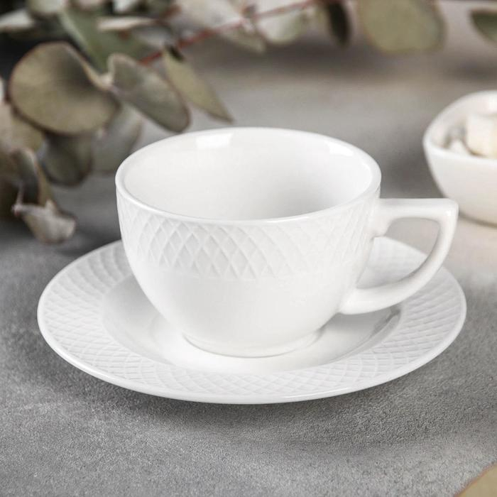 Кофейная пара фарфоровая Wilmax «Юлия Высоцкая», 2 предмета: чашка 150 мл, блюдце d=13 см, цвет белый Кофейная пара фарфоровая Wilmax «Юлия Высоцкая», 2 предмета: чашка 150 мл, блюдце d=13 см, цвет белый