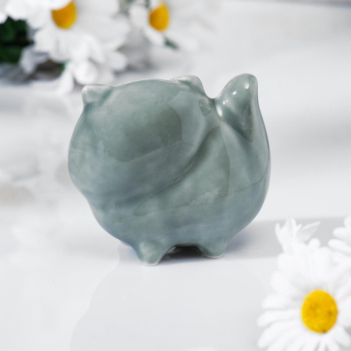 Сувенир Сувенир "Кот перс", 7,5х8см, гжель, цвет серый