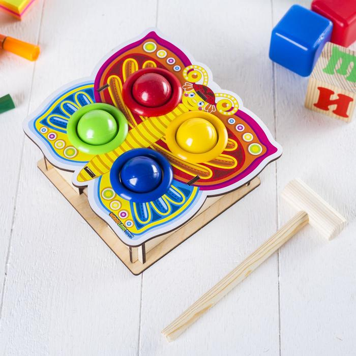 Стучалка-сортер «Бабочка», с молотком, МИКС Стучалка-сортер «Бабочка», с молотком, МИКС