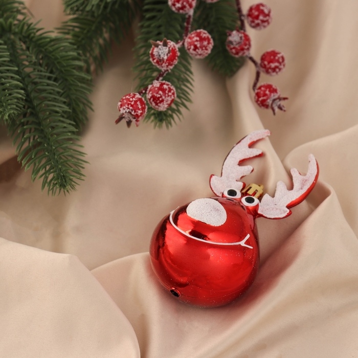 Украшение ёлочное Украшение ёлочное "Улыбчивый олень" (набор 2 шт) 10х5 см, красный