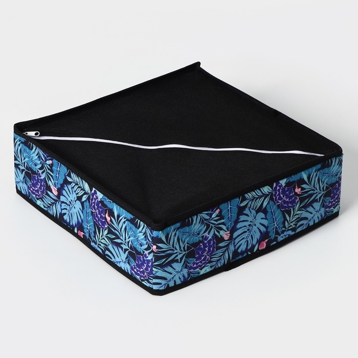 Органайзер для хранения белья Доляна «Тропики», 4 ячейки, 29×29×10 см, цвет синий Органайзер для хранения белья Доляна «Тропики», 4 ячейки, 29×29×10 см, цвет синий