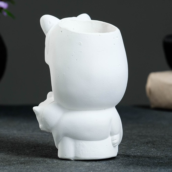 Кашпо - органайзер  Кашпо - органайзер "Девочка с ушками" белая, 7,5х12х7,5см