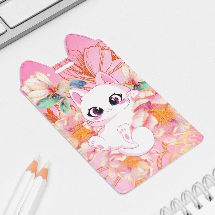 Чехол для бейджа «Котик в цветах», 11,6 х 6,6 см Чехол для бейджа «Котик в цветах», 11,6 х 6,6 см