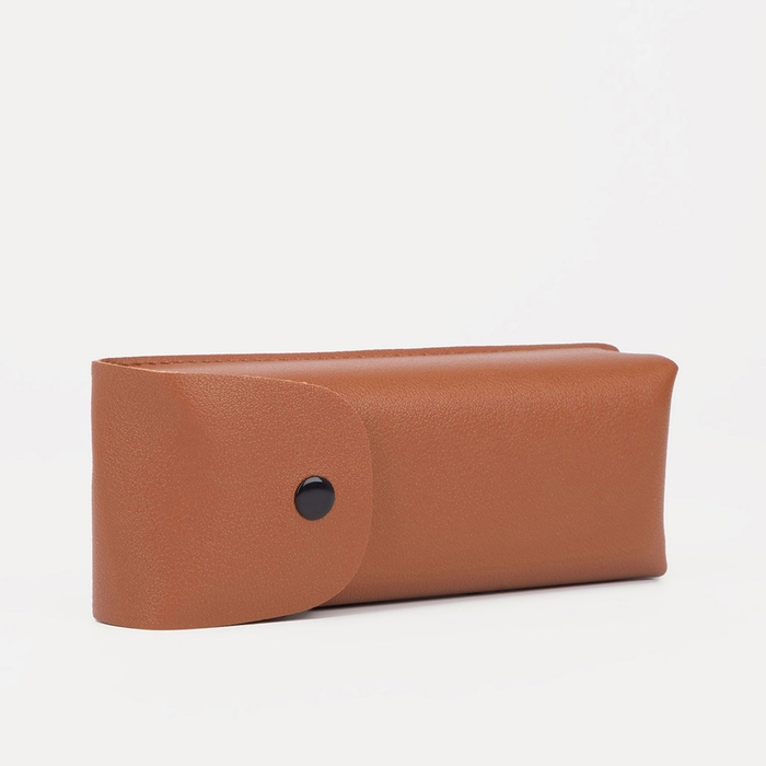 Футляр для очков на кнопке, длина 16 см, цвет коричневый Футляр для очков на кнопке, длина 16 см, цвет коричневый