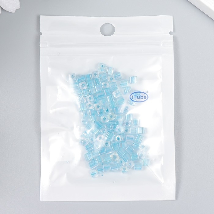 Бисер стекло 6/0  Бисер стекло 6/0 "Кубик. Полупрозрачный. Голубой" 10 гр