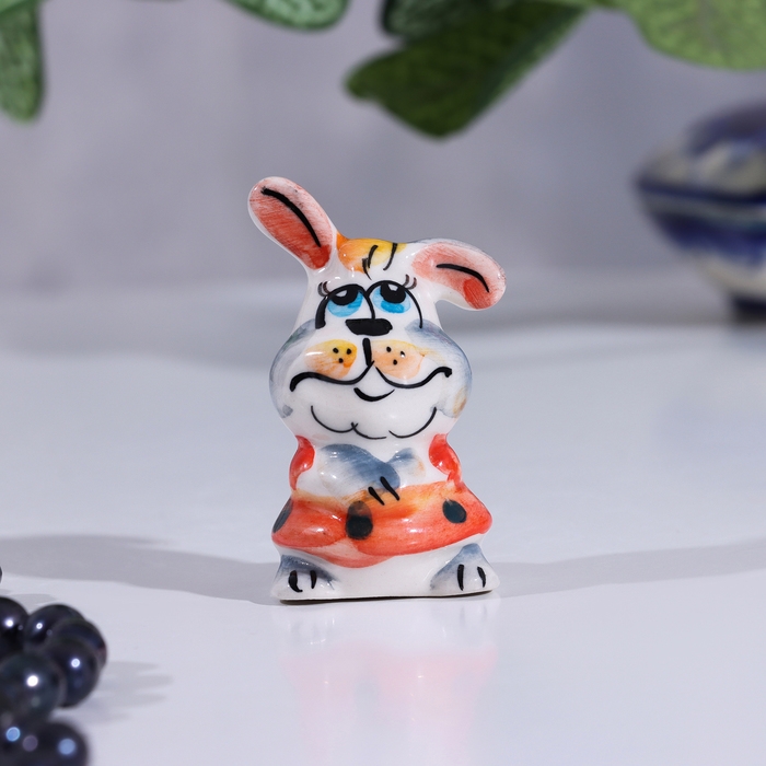 Сувенир Заяц в юбке, гжель цвет Сувенир Заяц в юбке, гжель цвет