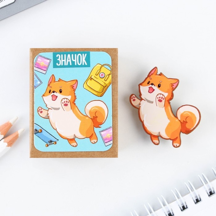 Значок деревянный «Песик», 3,4 х 3,5 см Значок деревянный «Песик», 3,4 х 3,5 см