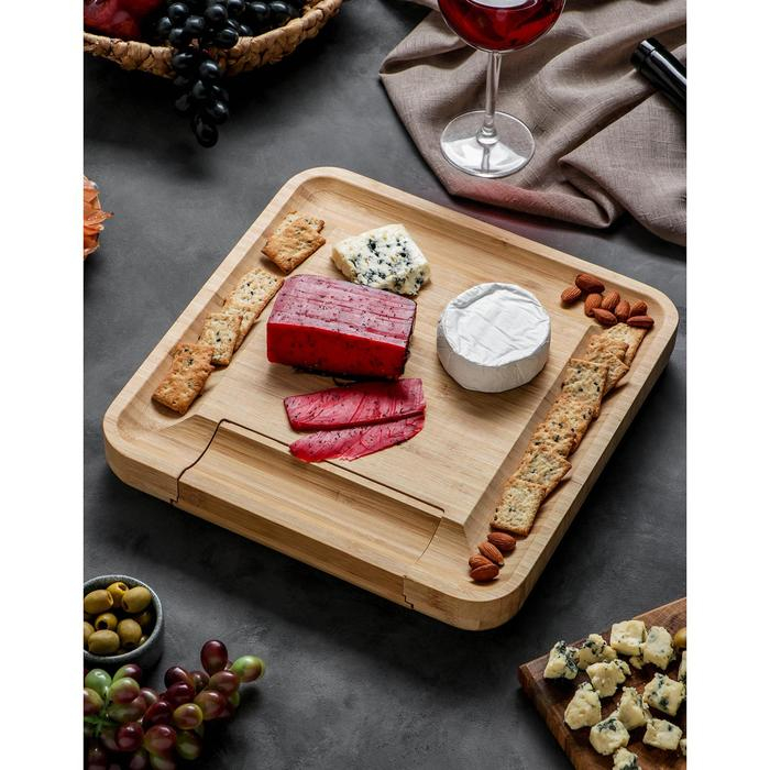 Набор для подачи сыра «Маасдам», 4 ножа, бамбук Набор для подачи сыра «Маасдам», 4 ножа, бамбук