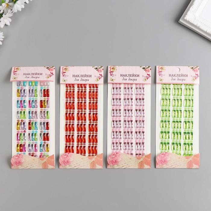 Наклейка пластик стразы Наклейка пластик стразы "Кристаллы прямоугольные" МИКС 21,5х7 см