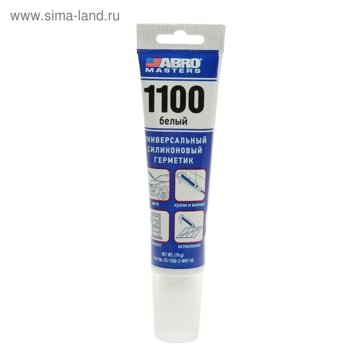 Герметик силиконовый 1100 ABRO MASTERS белый, 70 г SS-1100-3-WHT-RE Герметик силиконовый 1100 ABRO MASTERS белый, 70 г SS-1100-3-WHT-RE